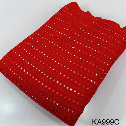 Embroidered Faux Mirror Georgette Fabric-KA999