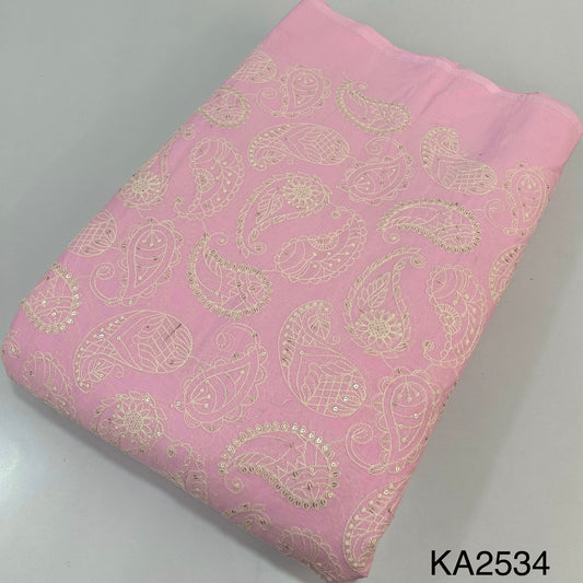 Thread Sequins Embroidered Cotton Fabric-KA2534