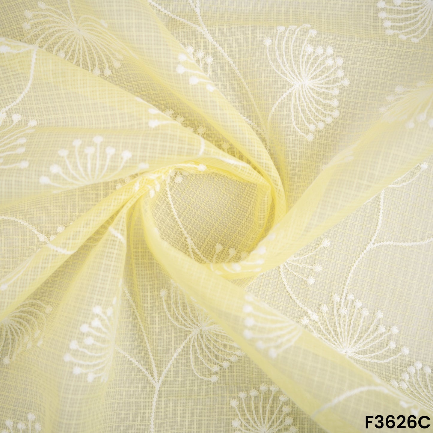 Thread Embroidered Kota Cotton Fabric-F3626