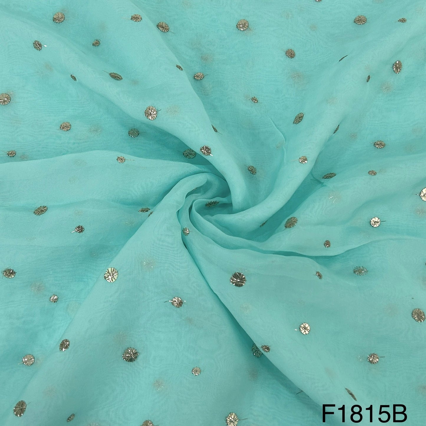 Zari Sequins Viscose Organza Fabric-F1815
