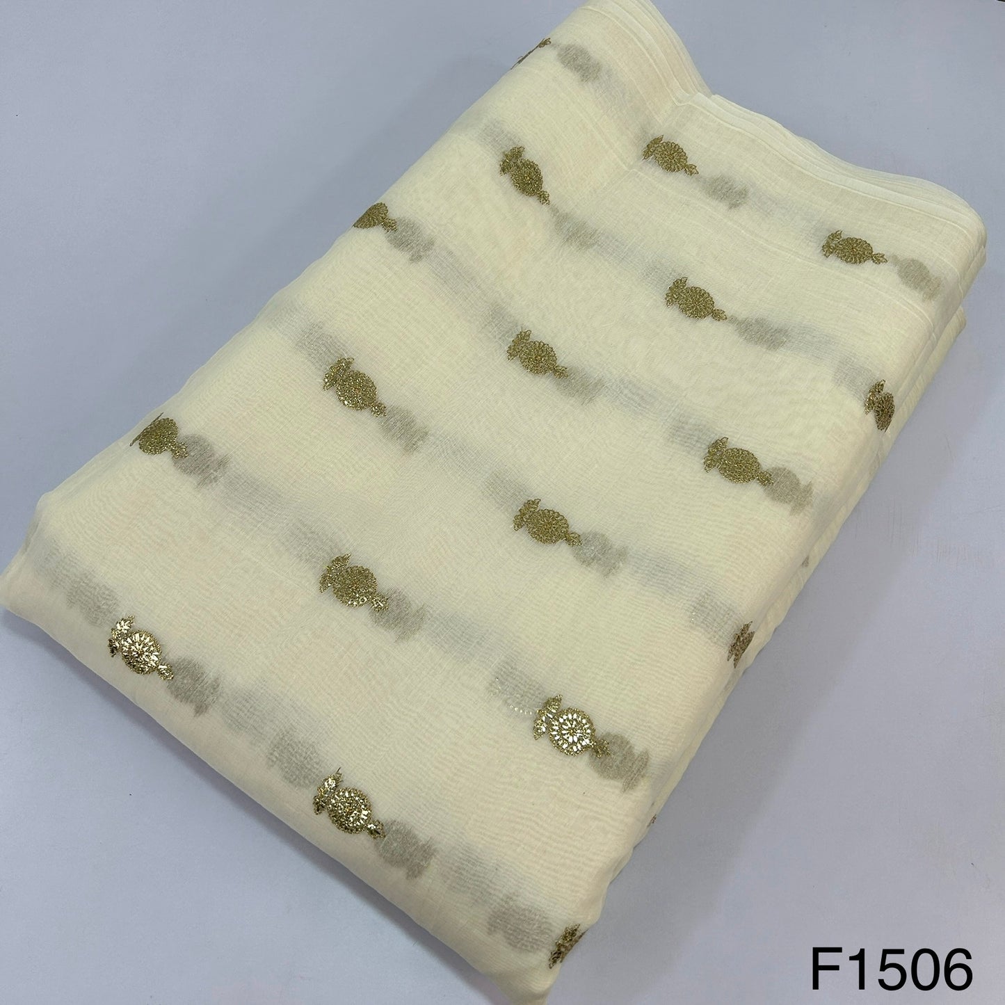 Dyeable Zari Buti Chanderi Fabric-F1506