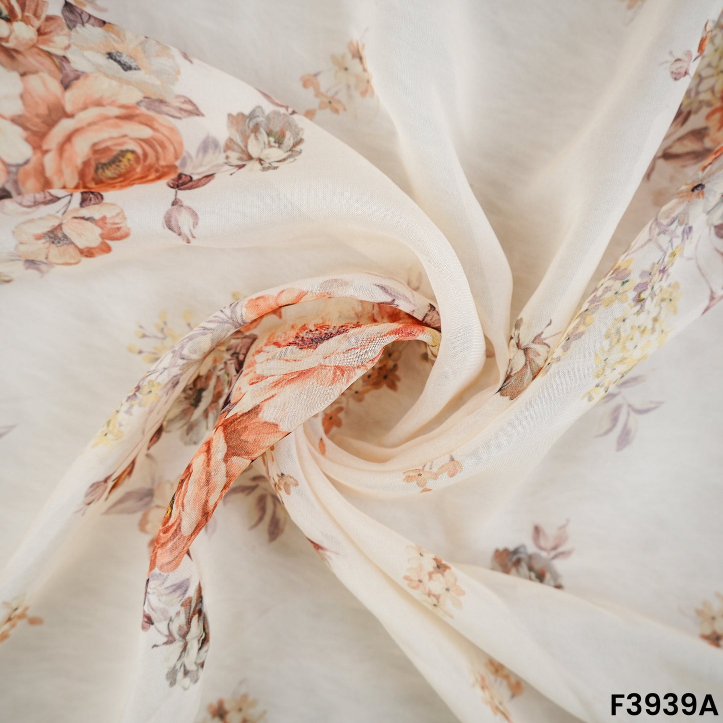 Floral Printed Viscose Organza Fabric- F3939