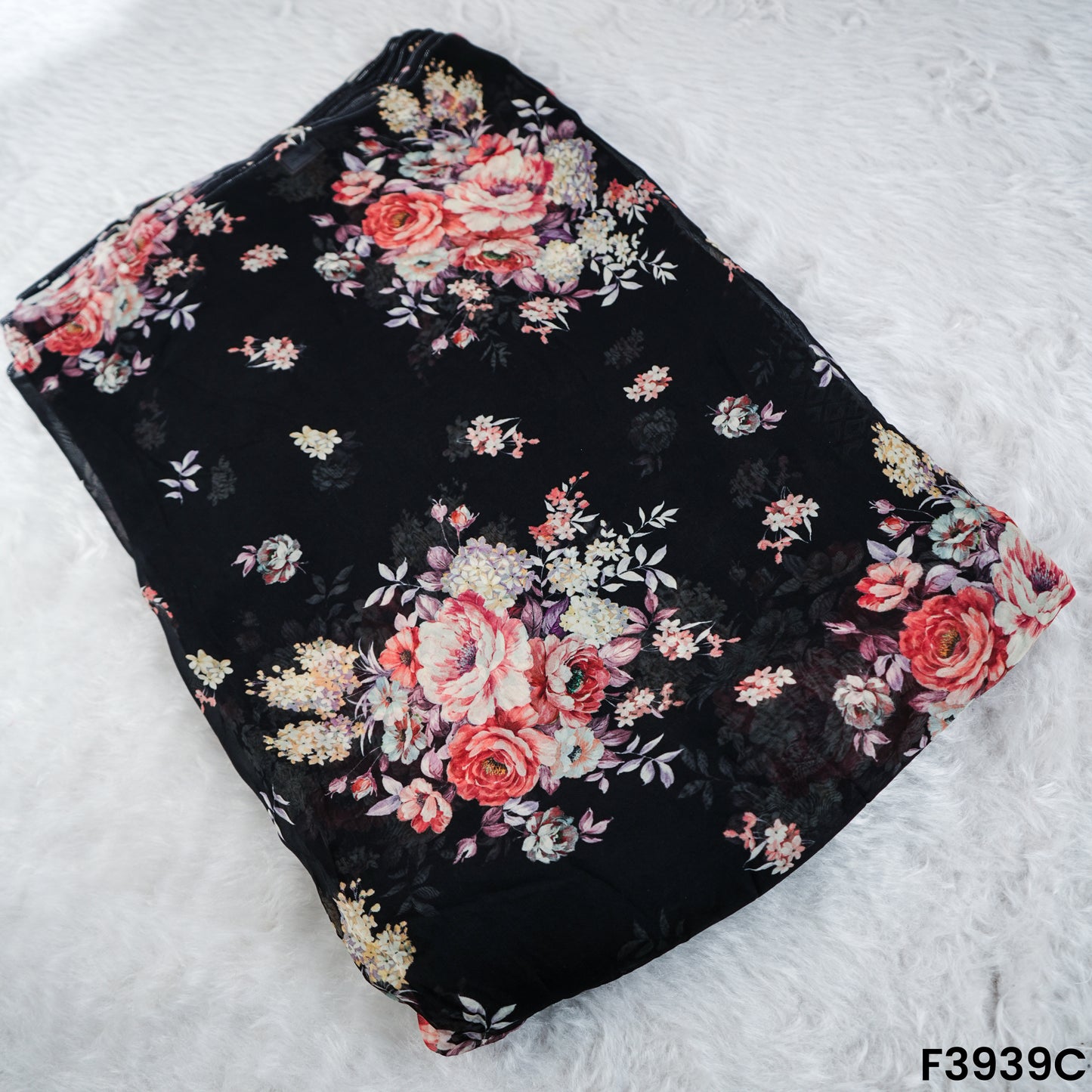 Floral Printed Viscose Organza Fabric- F3939