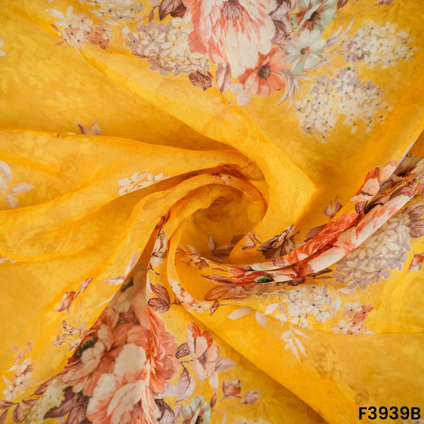 Floral Printed Viscose Organza Fabric- F3939