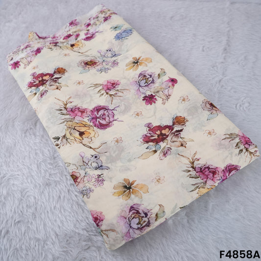 Digital Print Mul Chanderi Fabric- F4858