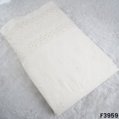 Thread Sequins Embroidered Kora Cotton Fabric- F3959