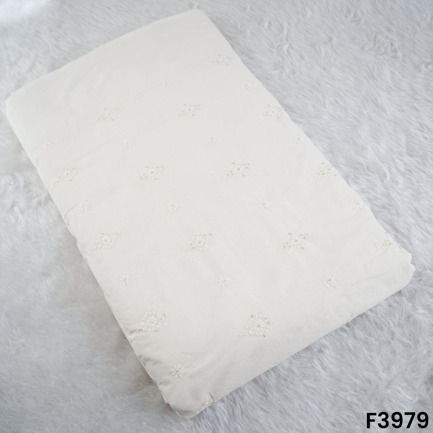 Thread Sequins Embroidered Kora Cotton Fabric - F3979