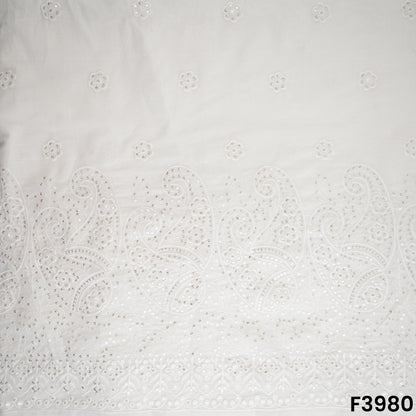 Thread Sequins Embroidered Kora Cotton Fabric- F3980