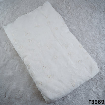 Dyeable Thread Sequins Embroidered Organza Fabric- F3969