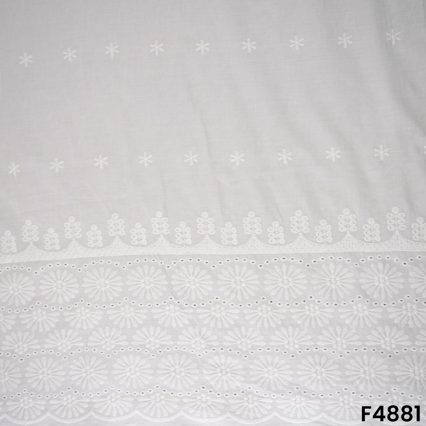 Hakoba Thread Embroidered Cambric Cotton Fabric- F4881