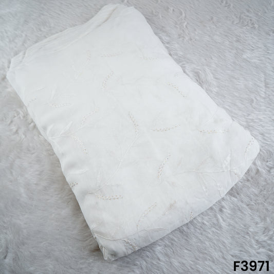 Dyeable Thread Sequins Embroidered Organza Fabric- F3971