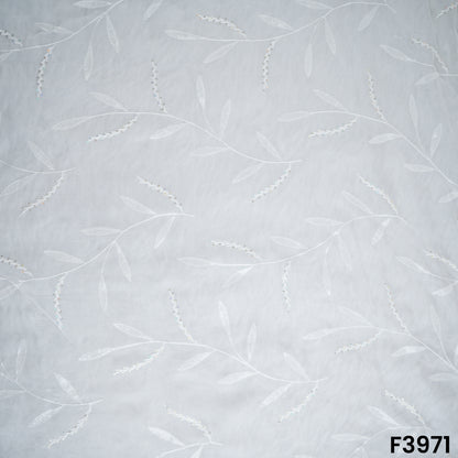 Dyeable Thread Sequins Embroidered Organza Fabric- F3971