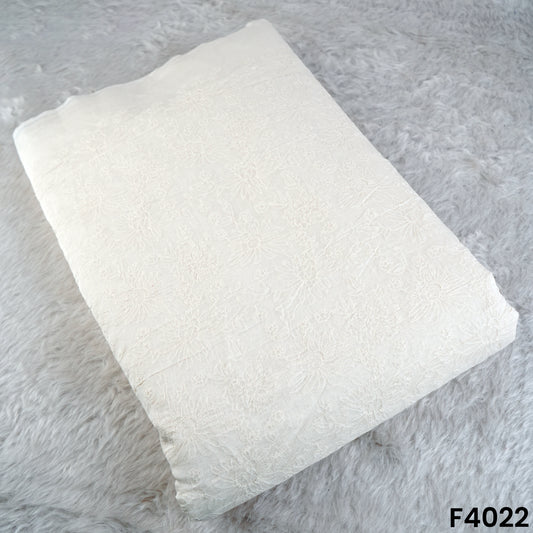 Dyeable Thread Embroidered Mul Chanderi Fabric- F4022