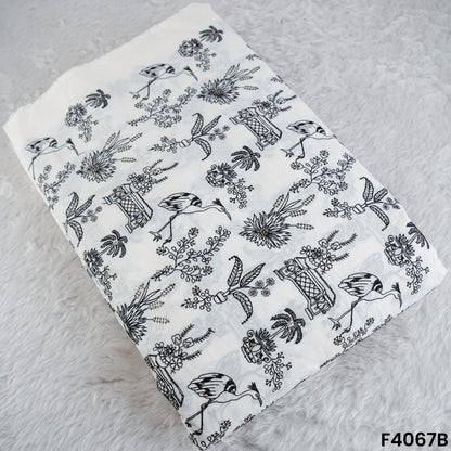 Thread Sequins Embroidered Kora Cotton Fabric- F4067