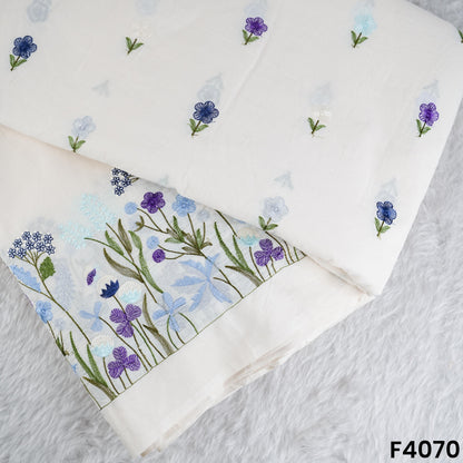 Thread Embroidered Kora Cotton Fabric- F4070