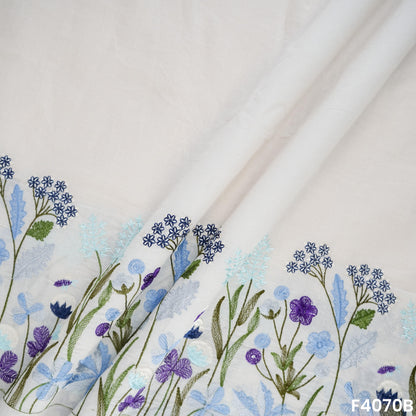 Thread Embroidered Kora Cotton Fabric- F4070