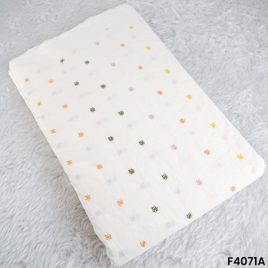 Thread Embroidered Kora Cotton Fabric- F4071