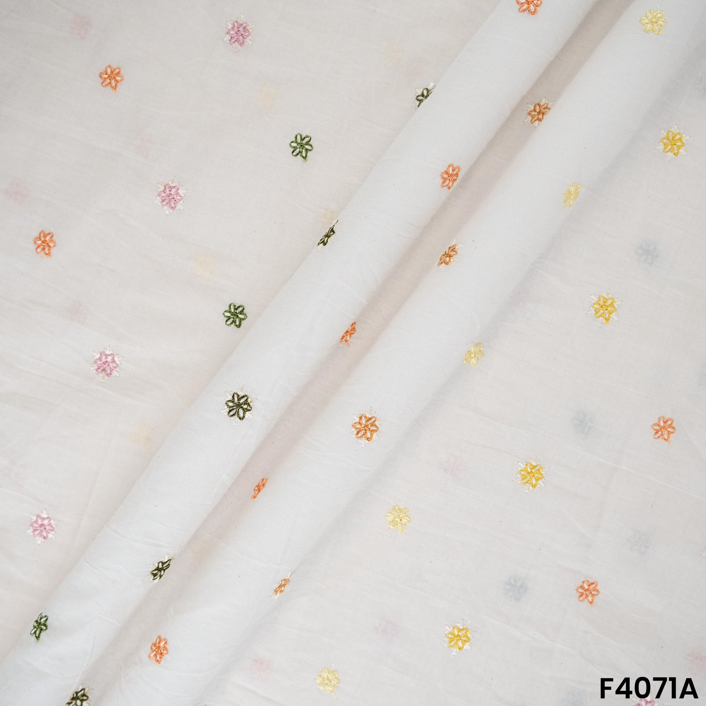 Thread Embroidered Kora Cotton Fabric- F4071