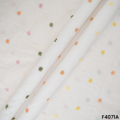 Thread Embroidered Kora Cotton Fabric- F4071