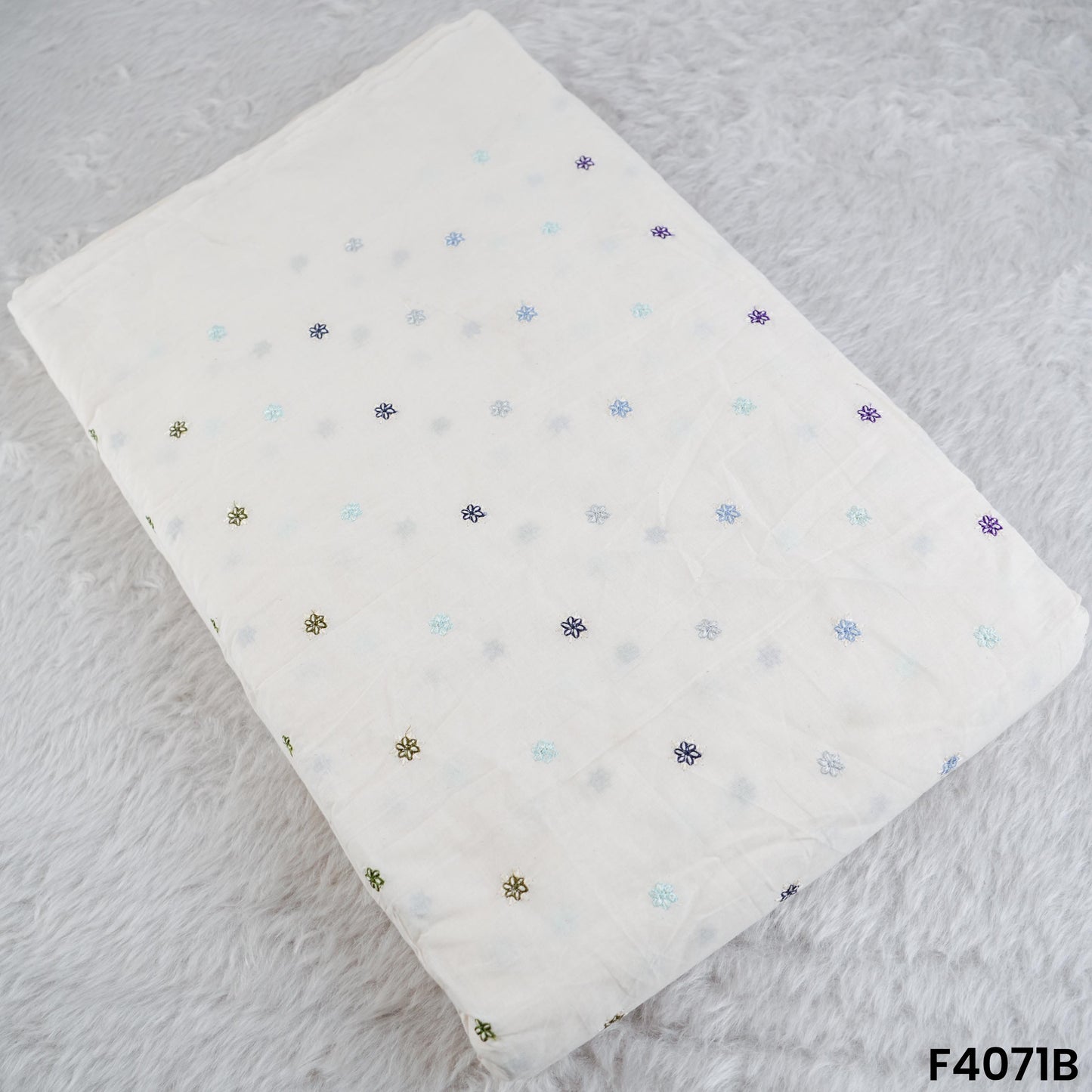 Thread Embroidered Kora Cotton Fabric- F4071