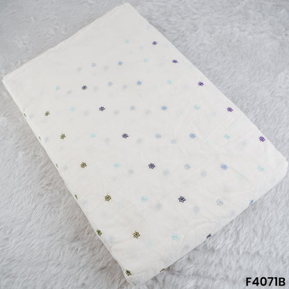 Thread Embroidered Kora Cotton Fabric- F4071