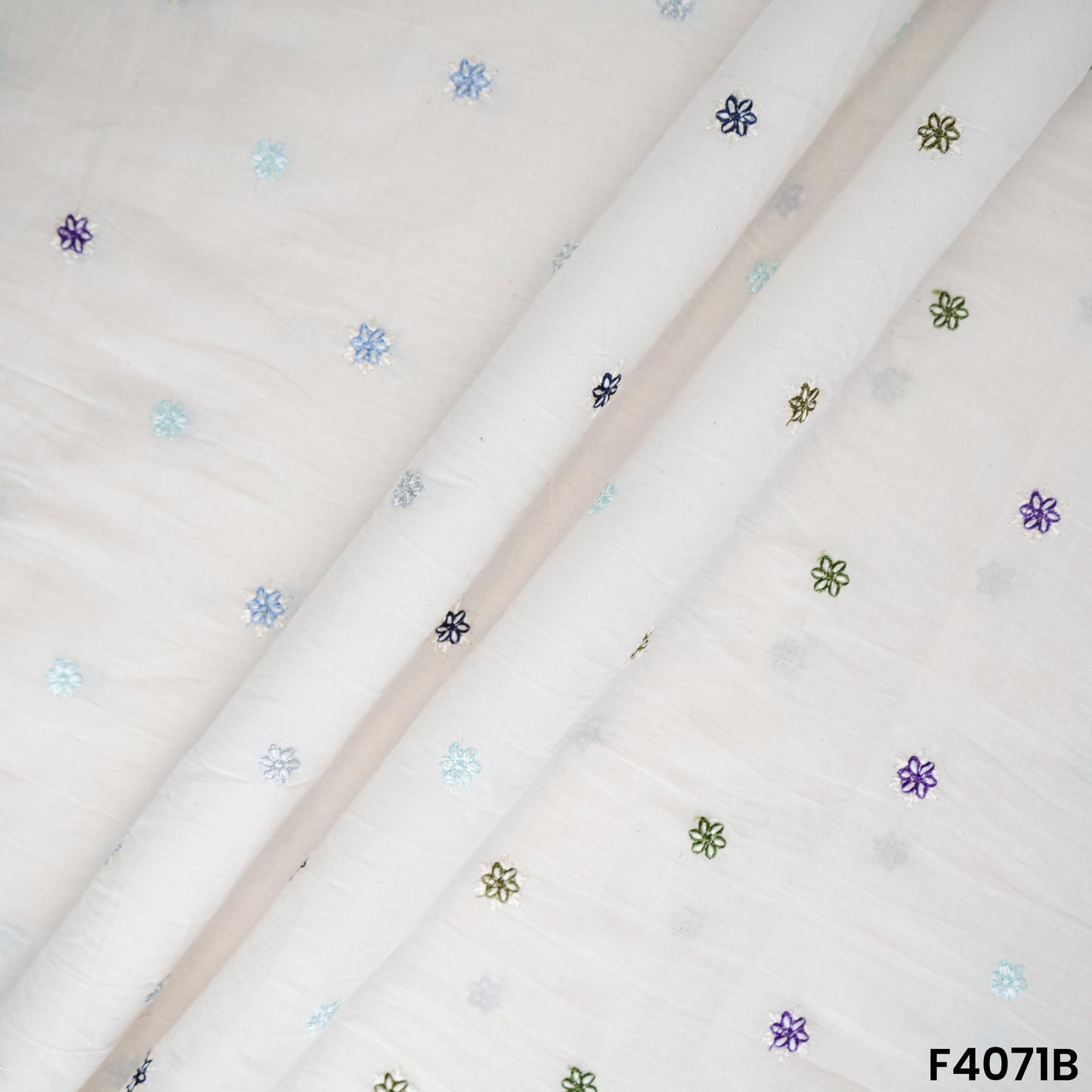 Thread Embroidered Kora Cotton Fabric- F4071