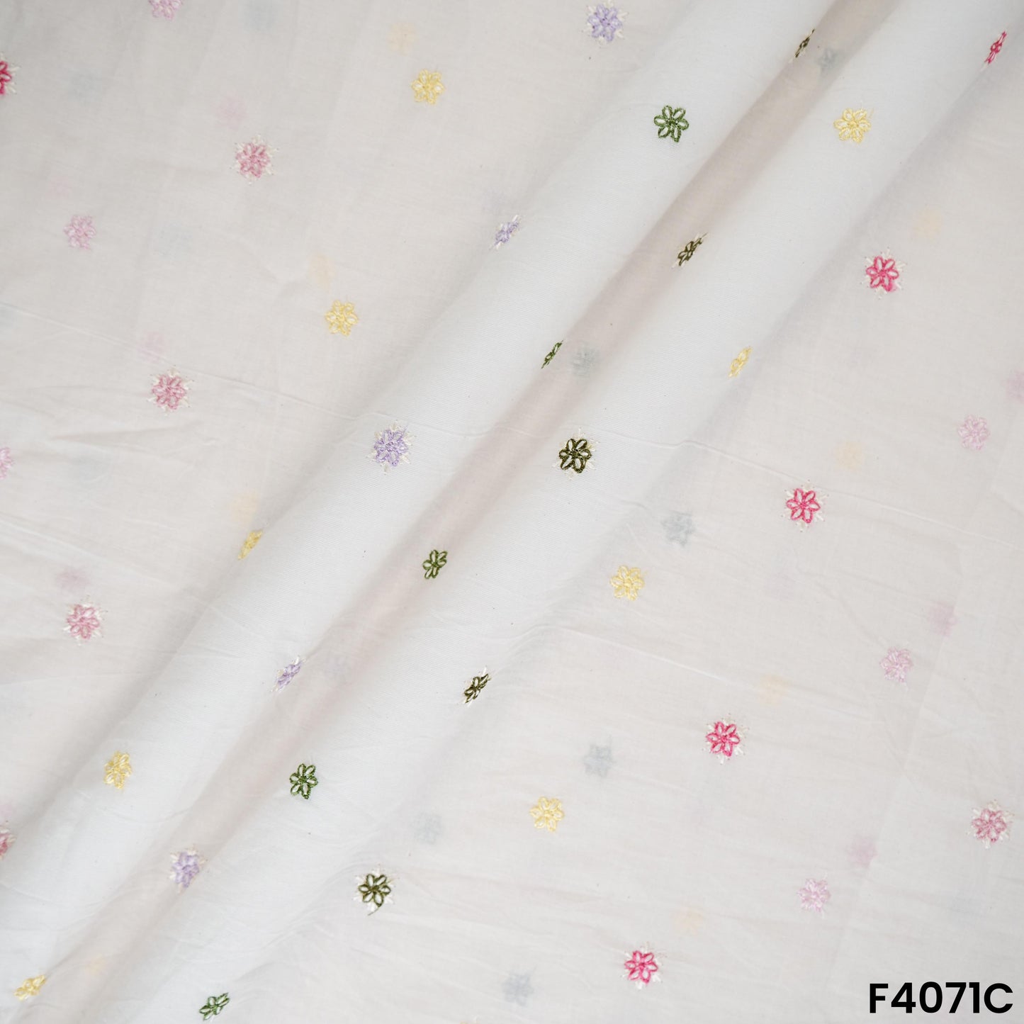 Thread Embroidered Kora Cotton Fabric- F4071