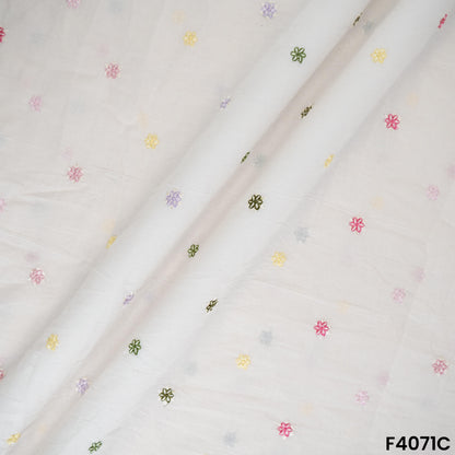 Thread Embroidered Kora Cotton Fabric- F4071