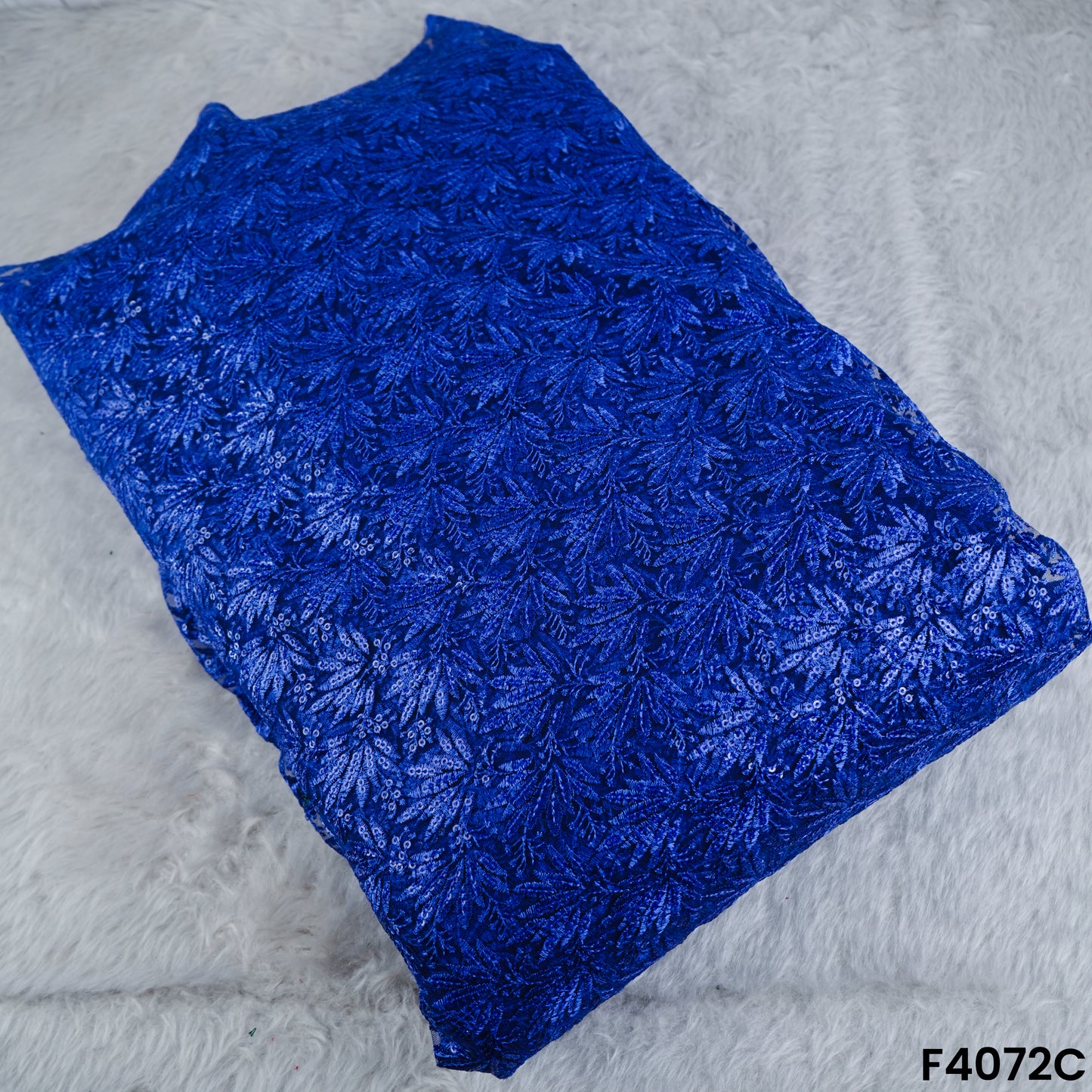 Thread Sequins Embroidered Net Fabric- F4072