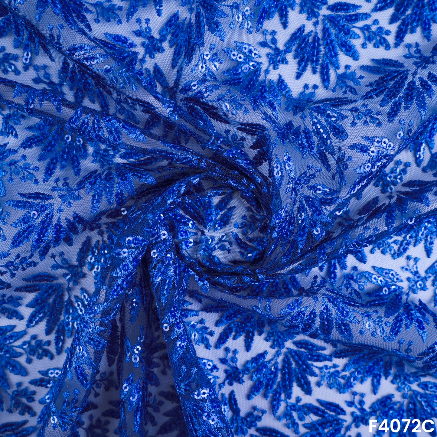 Thread Sequins Embroidered Net Fabric- F4072