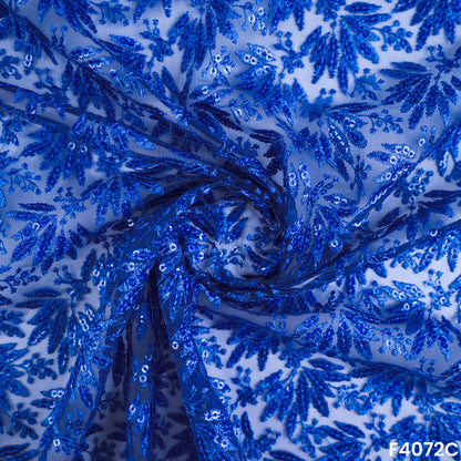 Thread Sequins Embroidered Net Fabric- F4072