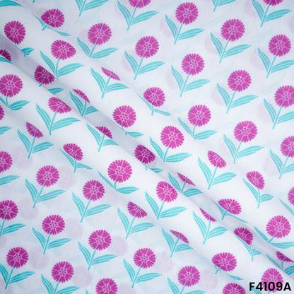 Block  Print Cambric Cotton Fabric- F4109