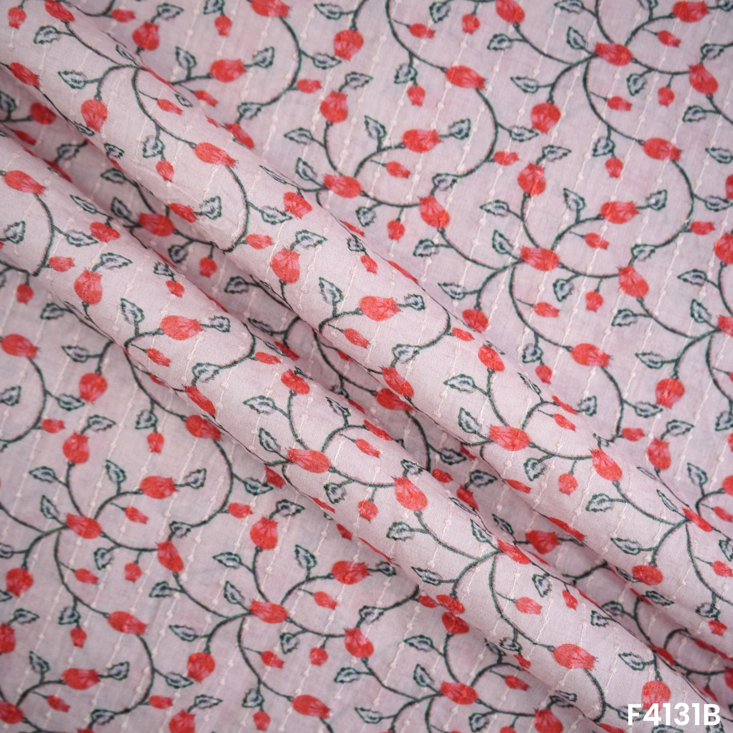 Digital Print Thread Work Mul Cotton Fabric- F4131