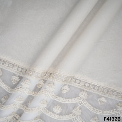 Thread Sequins Embroidered Kora Cotton Fabric- F4132