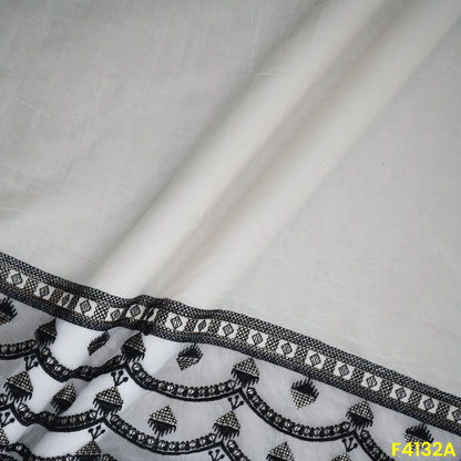 Thread Sequins Embroidered Kora Cotton Fabric- F4132