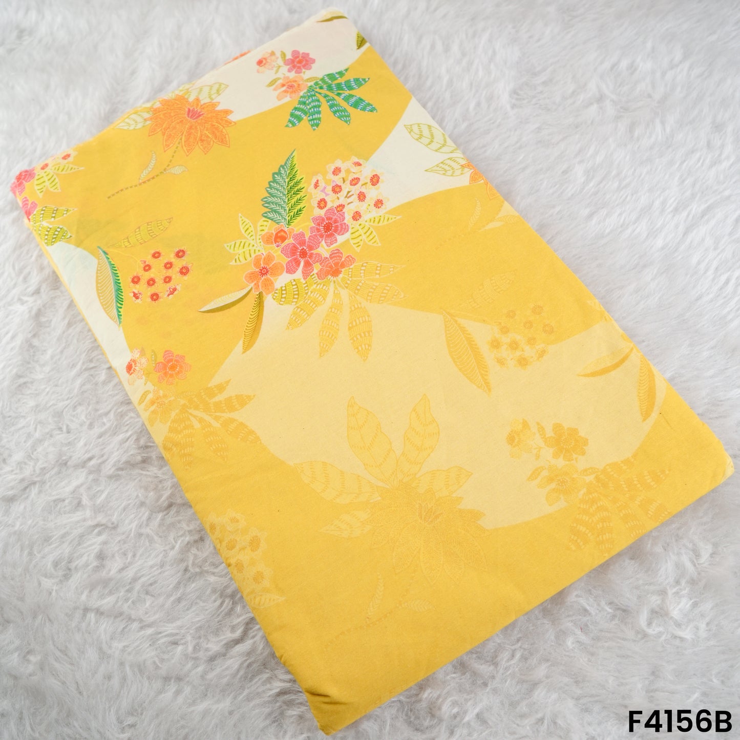 Digital Print Thread Embroidered Hakoba Cambric Cotton Fabric- F4156