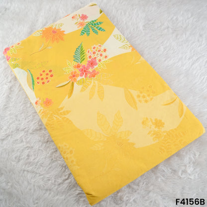 Digital Print Thread Embroidered Hakoba Cambric Cotton Fabric- F4156