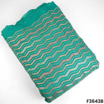 Zari Sequins Thread Embroidered Viscose Organza Fabric-F3643