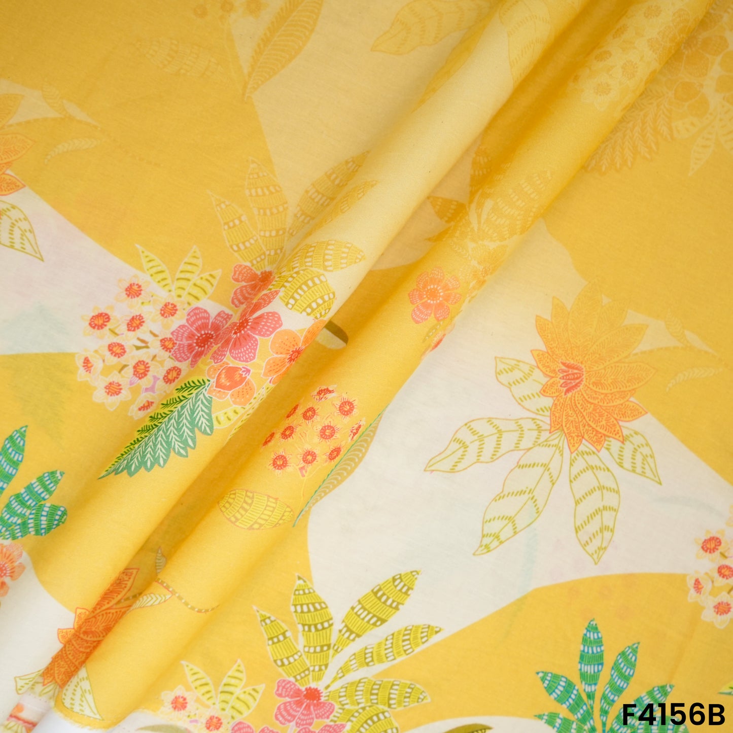 Digital Print Thread Embroidered Hakoba Cambric Cotton Fabric- F4156