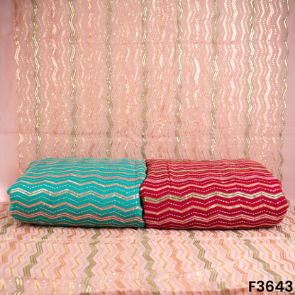 Zari Sequins Thread Embroidered Viscose Organza Fabric-F3643