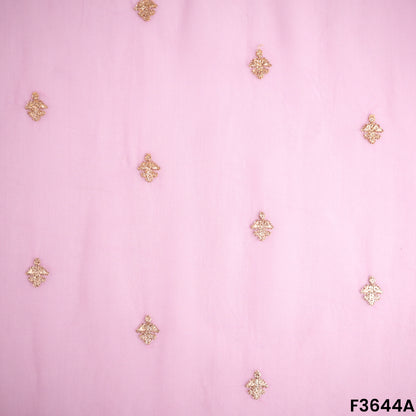 Zari Sequins Work Viscose Organza Fabric-F3644