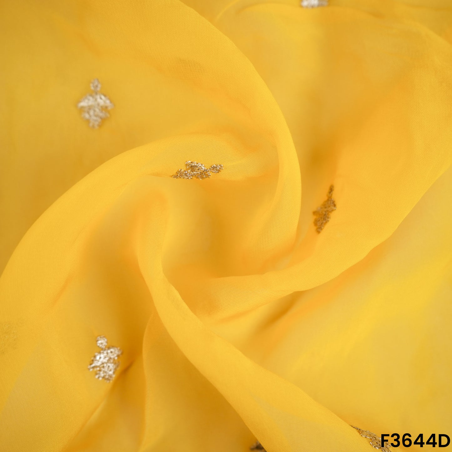 Zari Sequins Work Viscose Organza Fabric-F3644