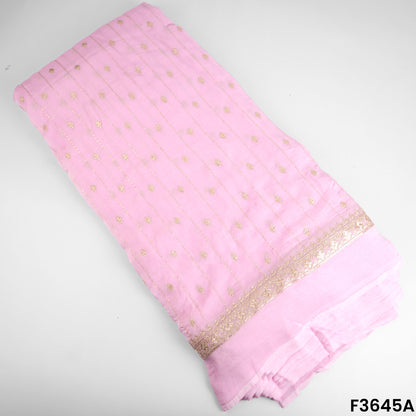 Zari Sequins Work Viscose Organza Fabric-F3645