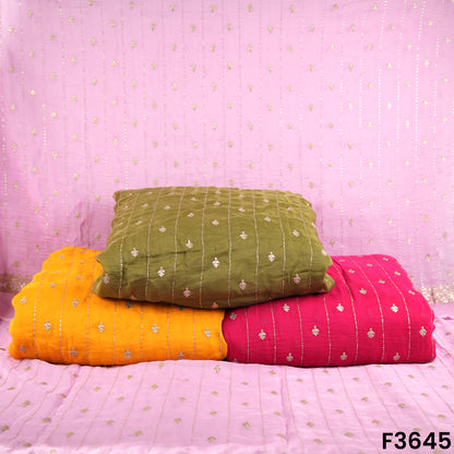 Zari Sequins Work Viscose Organza Fabric-F3645