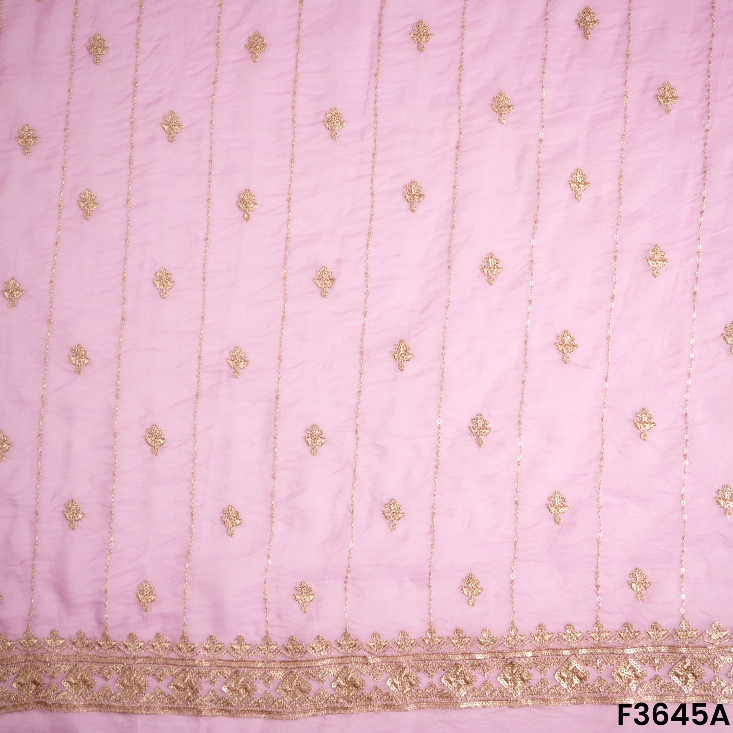 Zari Sequins Work Viscose Organza Fabric-F3645