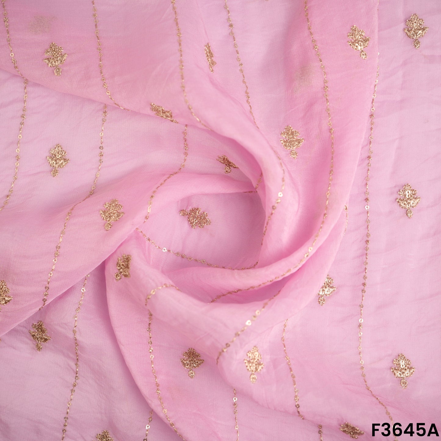 Zari Sequins Work Viscose Organza Fabric-F3645