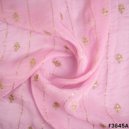 Zari Sequins Work Viscose Organza Fabric-F3645