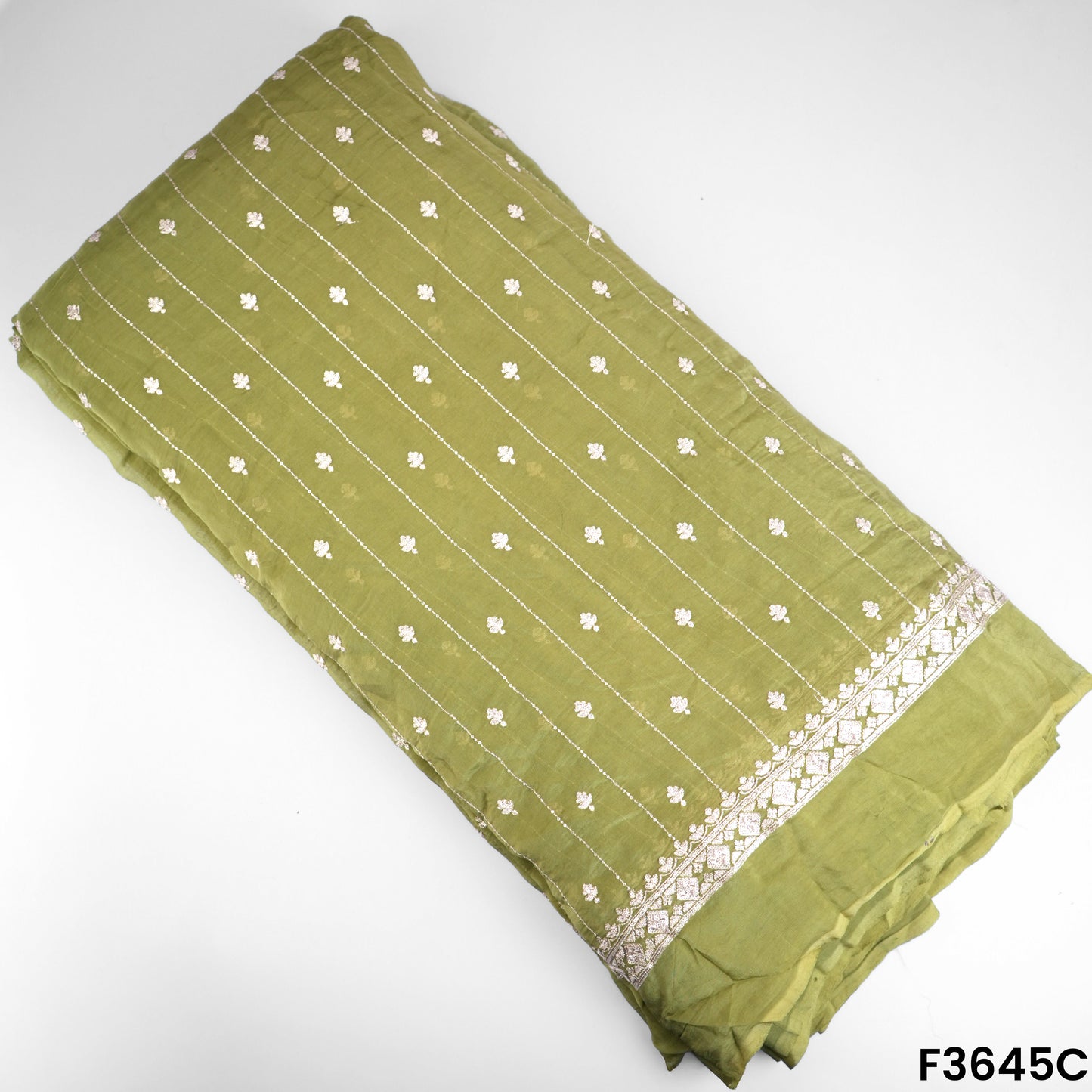 Zari Sequins Work Viscose Organza Fabric-F3645