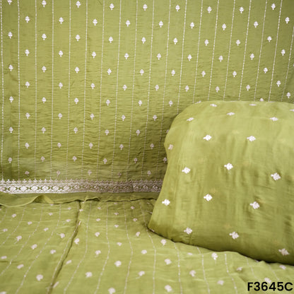 Zari Sequins Work Viscose Organza Fabric-F3645