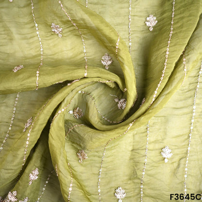 Zari Sequins Work Viscose Organza Fabric-F3645